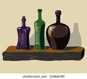 Wine cellar with old bottles