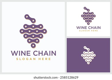 Wine Chain Design Inspiration. Wine Chain Symbol Vector Logo Design Template, Wine Chain Logo Design Vector Illustration