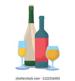 wine and champagne bottle