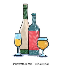 wine and champagne bottle