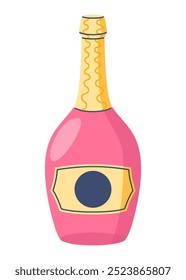 Wine champagne bottle. Bottles of alcohol drink. Vector cartoon element for bar or restaurant menu design