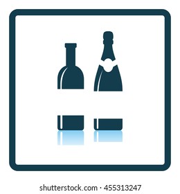Wine and champagne bottles icon. Shadow reflection design. Vector illustration.