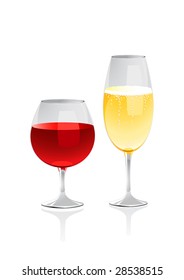 wine and champagne glasses