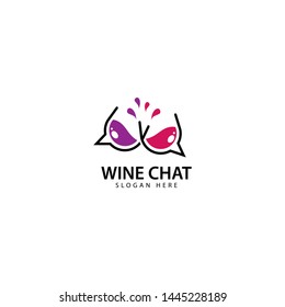 Wine Chat Logo Design Icon