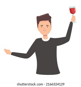 Wine cheers icon cartoon vector. Alcohol glass. Woman drink