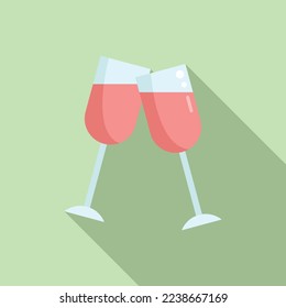 Wine cheers icon flat vector. Drink hand. Glass toast