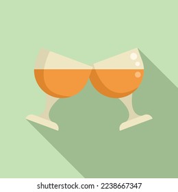 Wine cheers icon flat vector. Friend toast. Drink glass