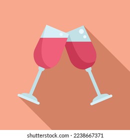 Wine cheers icon flat vector. Hand drink. Bar alcohol