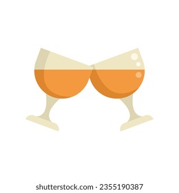 Wine cheers icon flat vector. Friend toast. Drink glass isolated