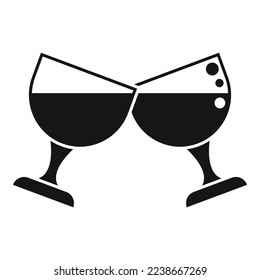 Wine cheers icon simple vector. Friend toast. Drink glass