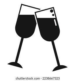 Wine cheers icon simple vector. Drink hand. Glass toast