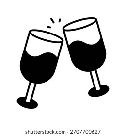 Wine Cheers icon with white background vector stock illustration