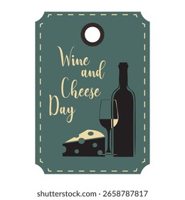 Etiqueta del día del vino y del queso, Ilustración vectorial