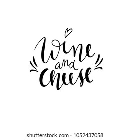 wine and cheese hand written