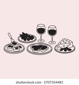 Wine and Cheese Tasting Platter Doodle food