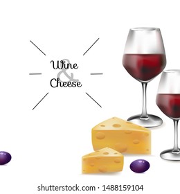 Wine and cheese vector design background.