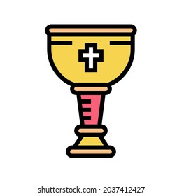 wine christianity cup color icon vector. wine christianity cup sign. isolated symbol illustration