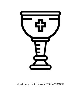 wine christianity cup line icon vector. wine christianity cup sign. isolated contour symbol black illustration