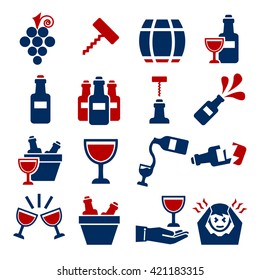 wine, claret icon set