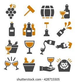 wine, claret icon set