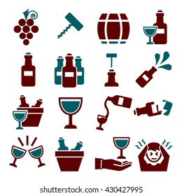 wine, claret icon set