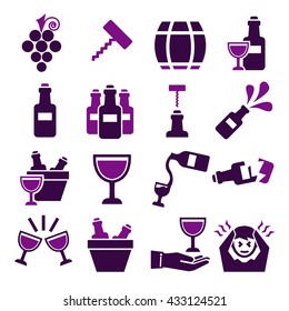 wine, claret icon set
