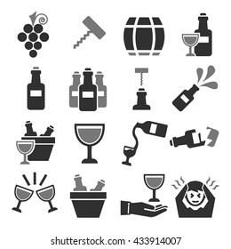 wine, claret icon set