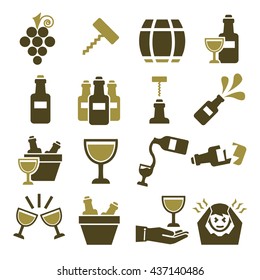 wine, claret icon set