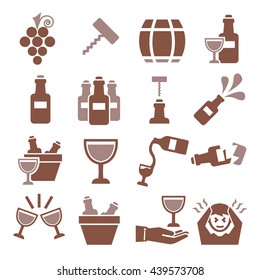 wine, claret icon set