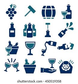 wine, claret icon set