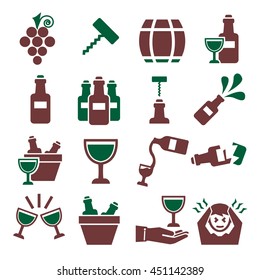 wine, claret icon set