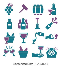 wine, claret icon set