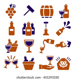 wine, claret icon set