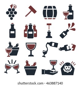 wine, claret icon set
