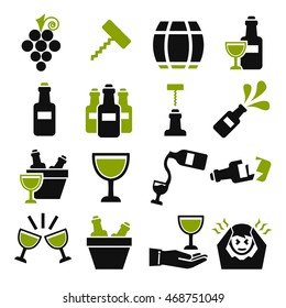 wine, claret icon set
