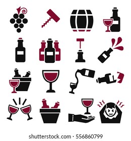 wine, claret icon set