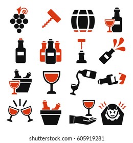 wine, claret icon set
