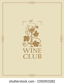 wine club emblem with bottle and glass