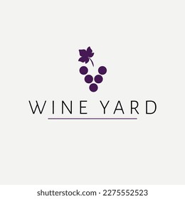 Wine club logo design. Logotype with grape and leave. Simple modern logo.