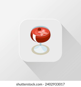 Wine Cocktail with cherry fruit and flower in the middle logo icon design element vector