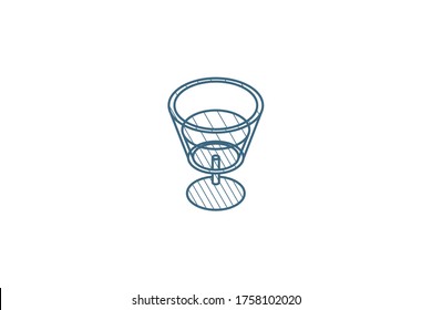 wine or cocktail glass icon isometric icon. 3d vector illustration. Isolated line art technical drawing. Editable stroke