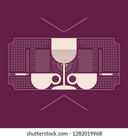 Wine, coffee, cigarette. Bar simple graphic linear geometric pattern background. Vector illustration.
