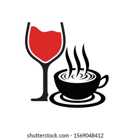 Wine & Coffee Vintage Logo. Simple Vintage Wine Logo design inspiration.