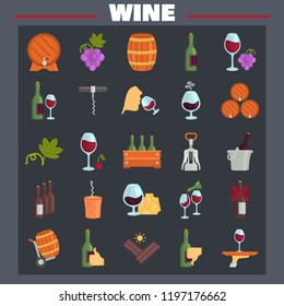 Wine color flat icons set