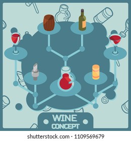Wine color isometric concept icons. Vector illustration, EPS 10