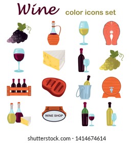 Wine color vector icons set. Flat design