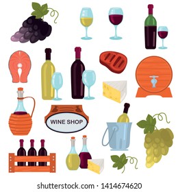 Wine color vector icons set. Flat design