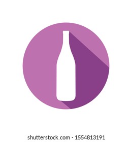 wine company with bottle inside circle in purple color vector logo design template
