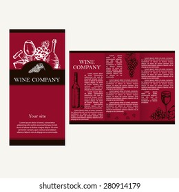 Wine company. Restaurant theme. Corporate identity. Brochures design template. Vector illustration.