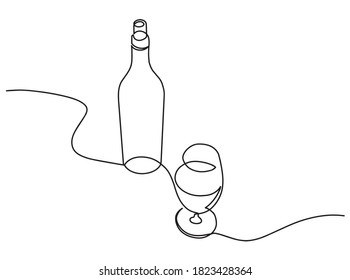Wine continuous line vector